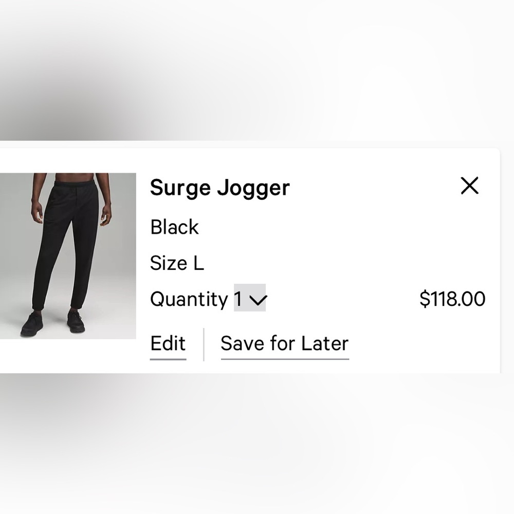 NWT lululemon men’s surge joggers black large